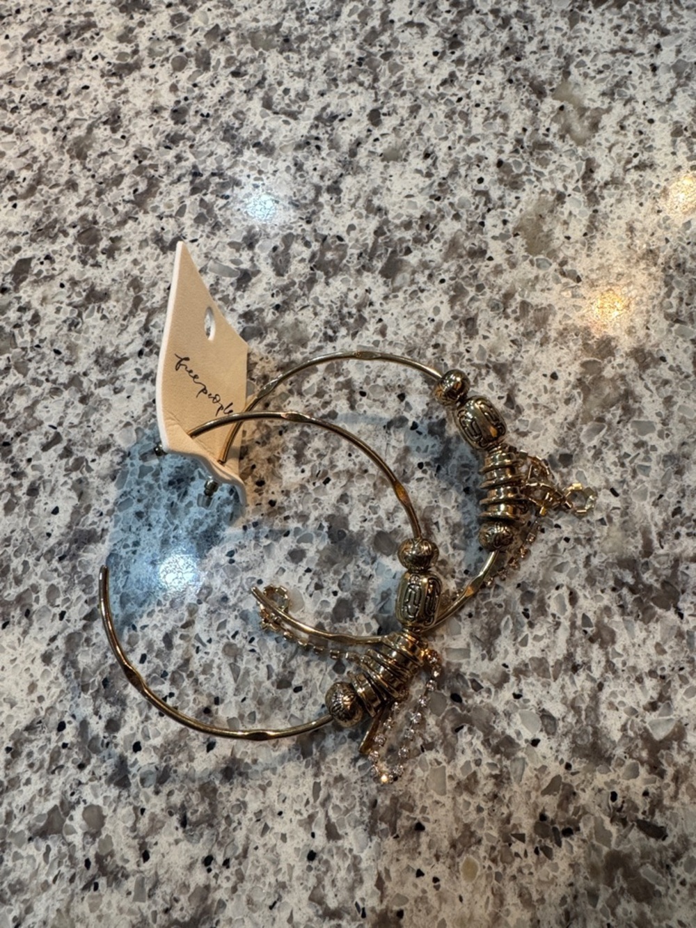 Free People Gold Beaded Hoop Earrings